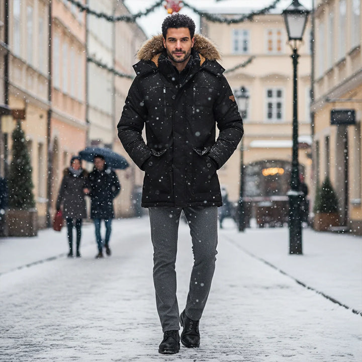 Ralph | Men's Hooded Fleece Lined Long Winter Jacket