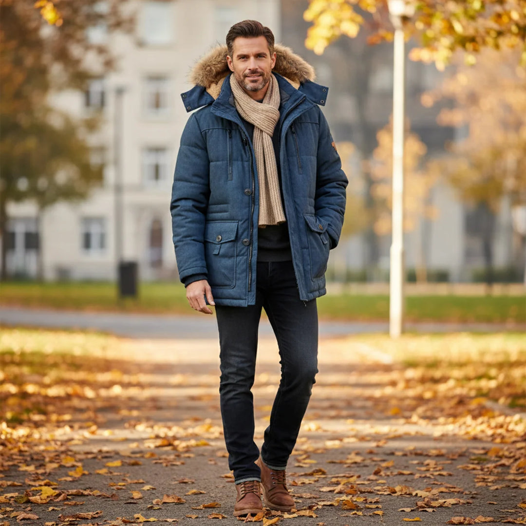 Ralph | Men's Hooded Fleece Lined Long Winter Jacket