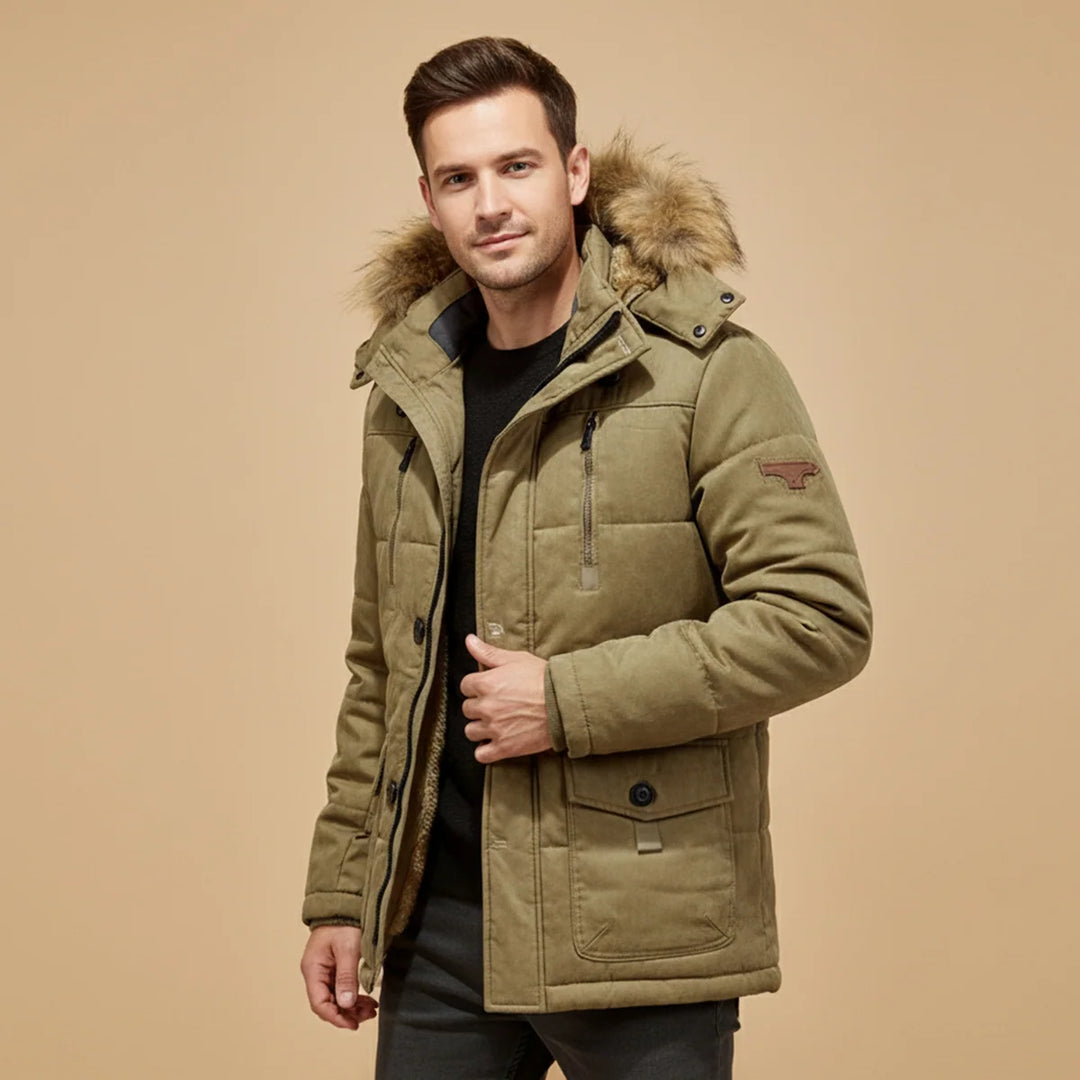 Ralph | Men's Hooded Fleece Lined Long Winter Jacket