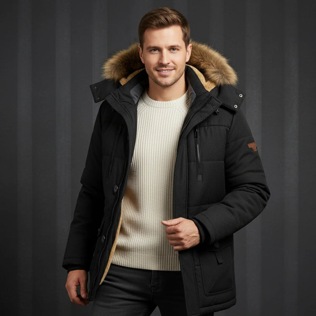 Ralph | Men's Hooded Fleece Lined Long Winter Jacket