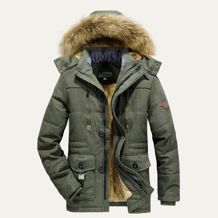 Ralph | Men's Hooded Fleece Lined Long Winter Jacket