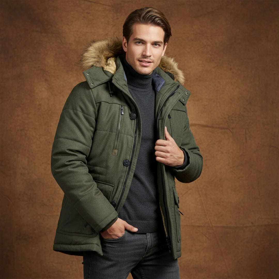 Ralph | Men's Hooded Fleece Lined Long Winter Jacket