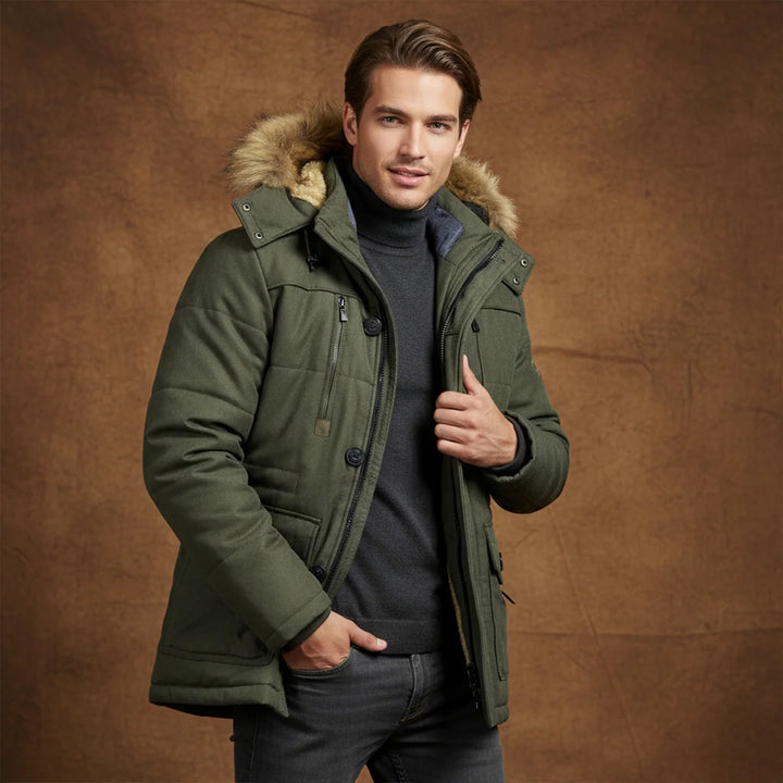 Ralph | Men's Hooded Fleece Lined Long Winter Jacket