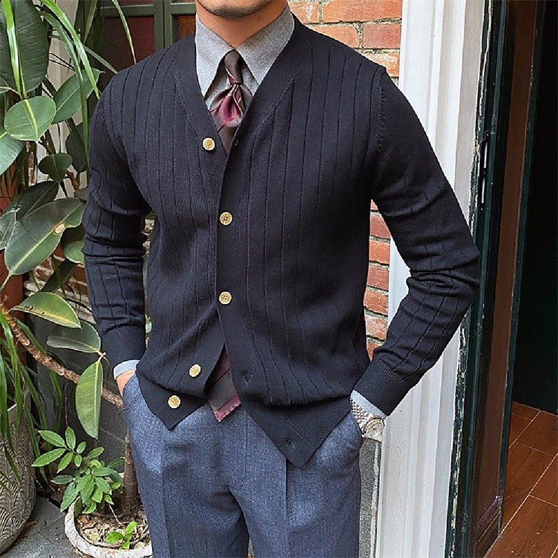 Raymond | Men's Ribbed V-Neck Button Cardigan