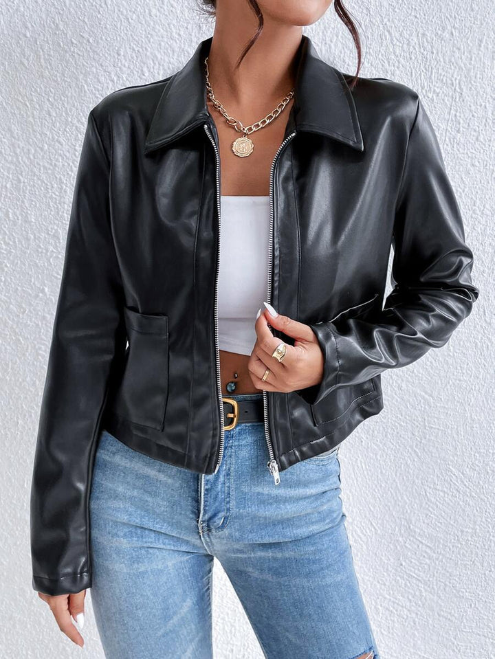 Rebecca | Women's Black Cropped Collar Jacket