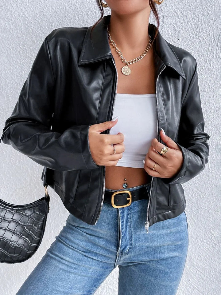 Rebecca | Women's Black Cropped Collar Jacket