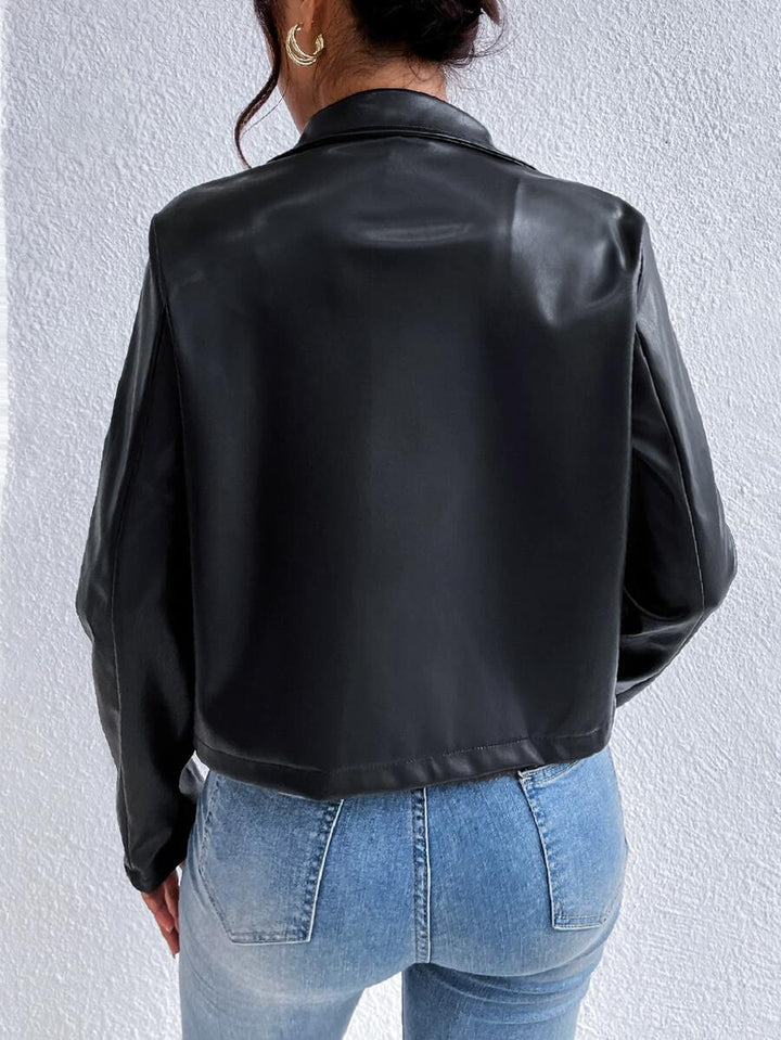 Rebecca | Women's Black Cropped Collar Jacket