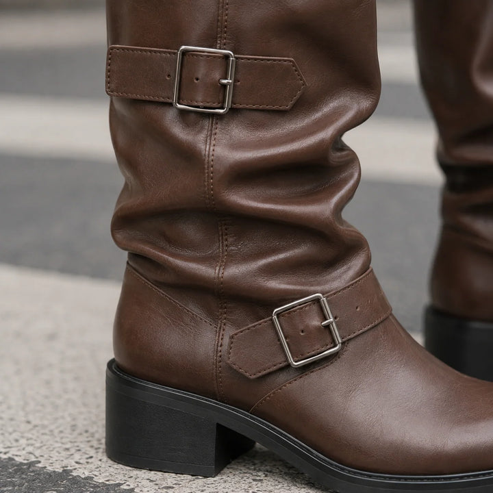 Rhys | Women's Chunky Sole Ankle Motorcycle Boots