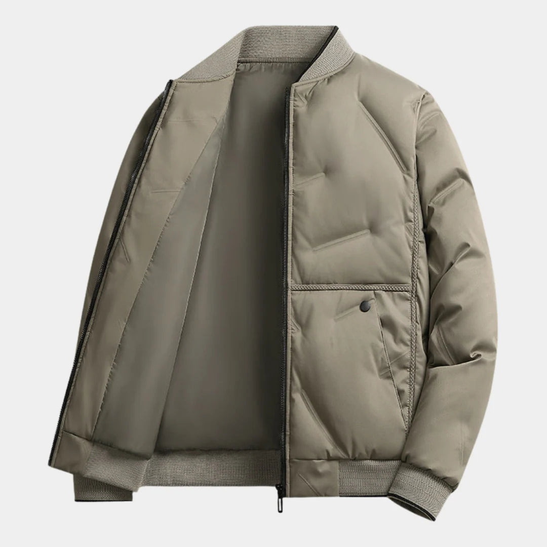 Roger | Men's Quilted Ribbed Collar Winter Bomber Jacket