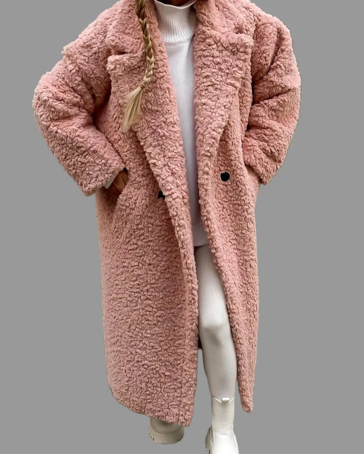 Rosalind | Women's Wide Lapel Teddy Long Coat