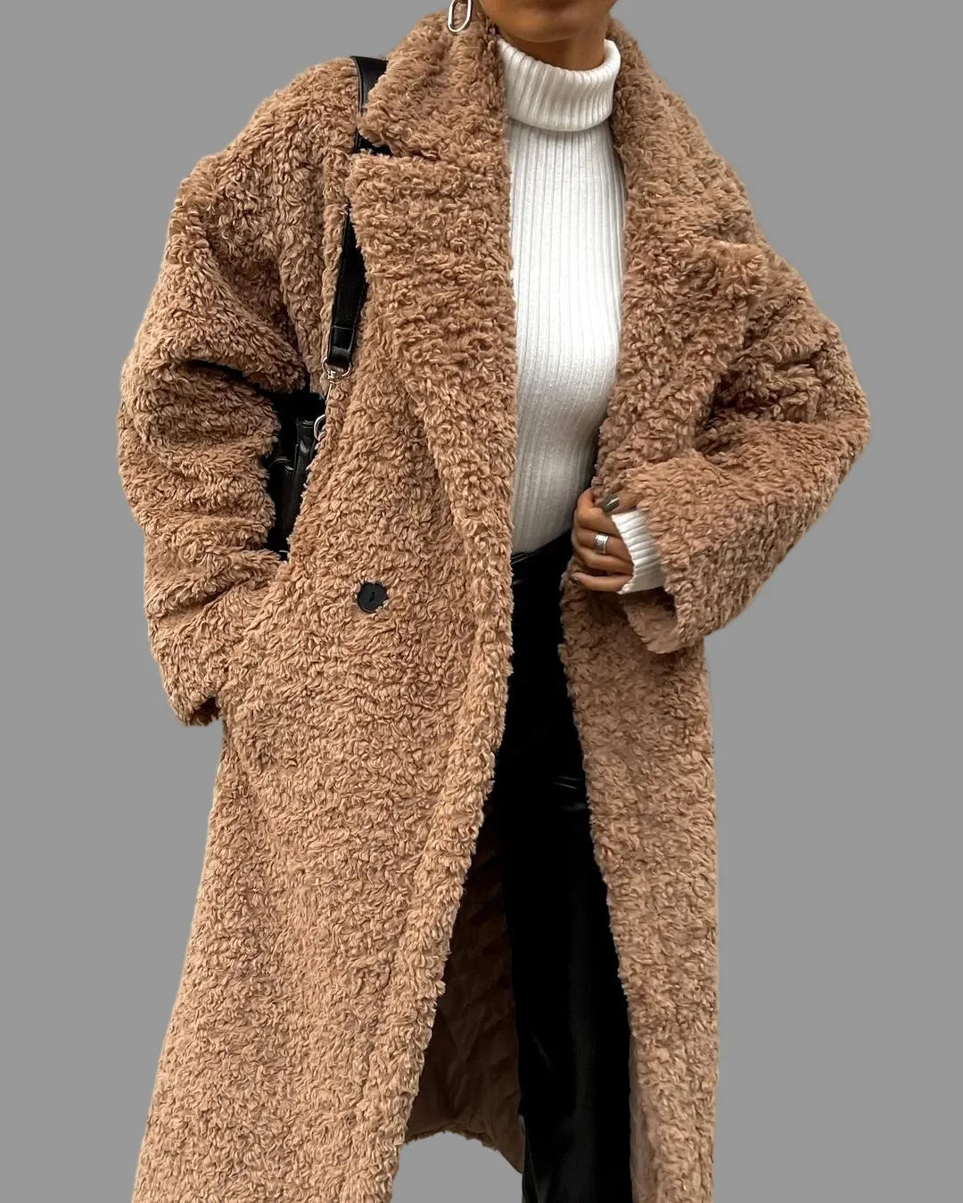 Rosalind | Women's Wide Lapel Teddy Long Coat