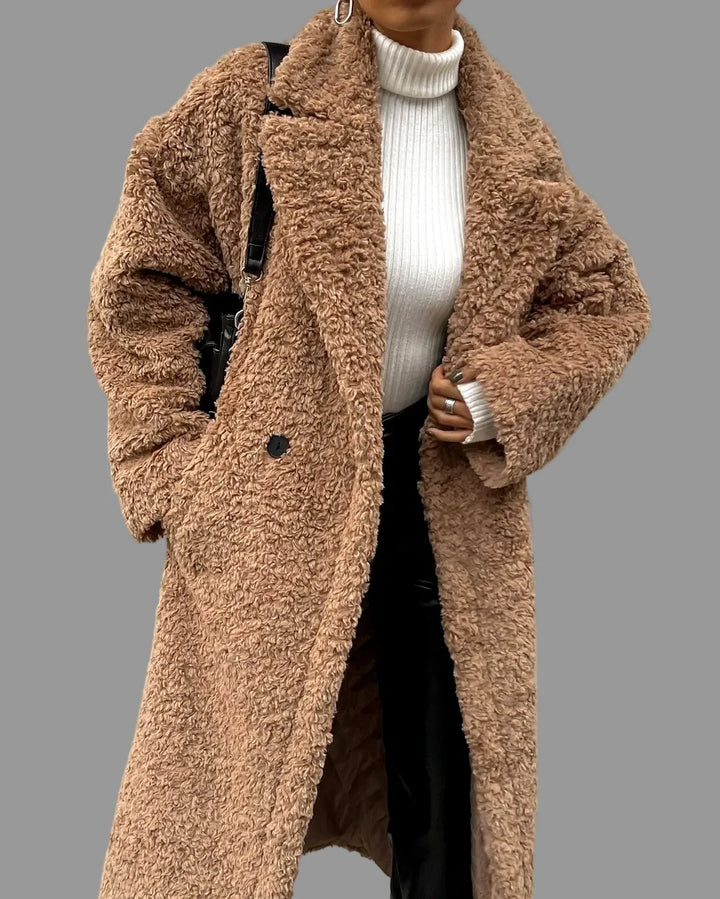 Rosalind | Women's Wide Lapel Teddy Long Coat