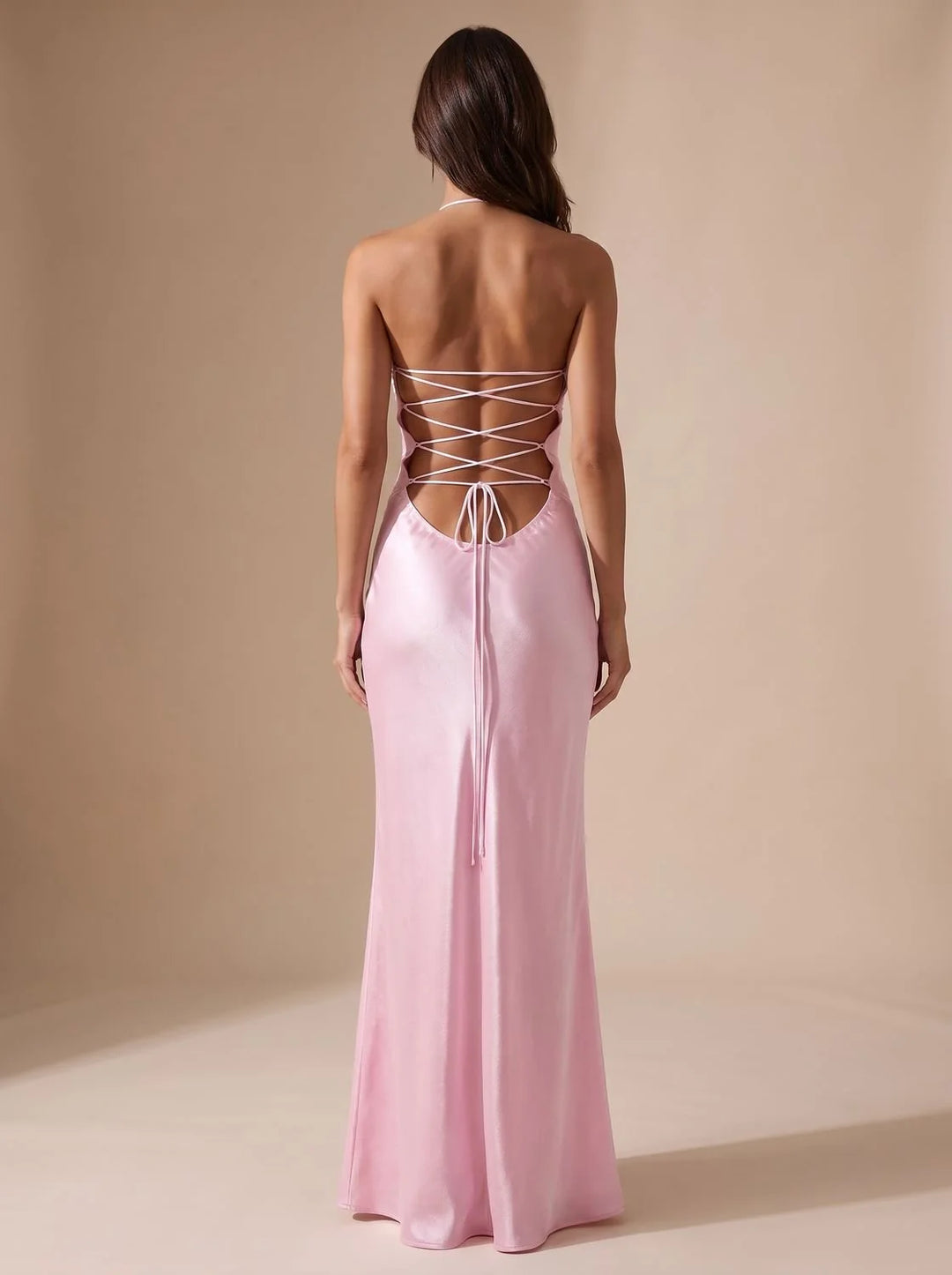 Rosie | Women's Embellished Halter Neck Open Back Maxi Dress