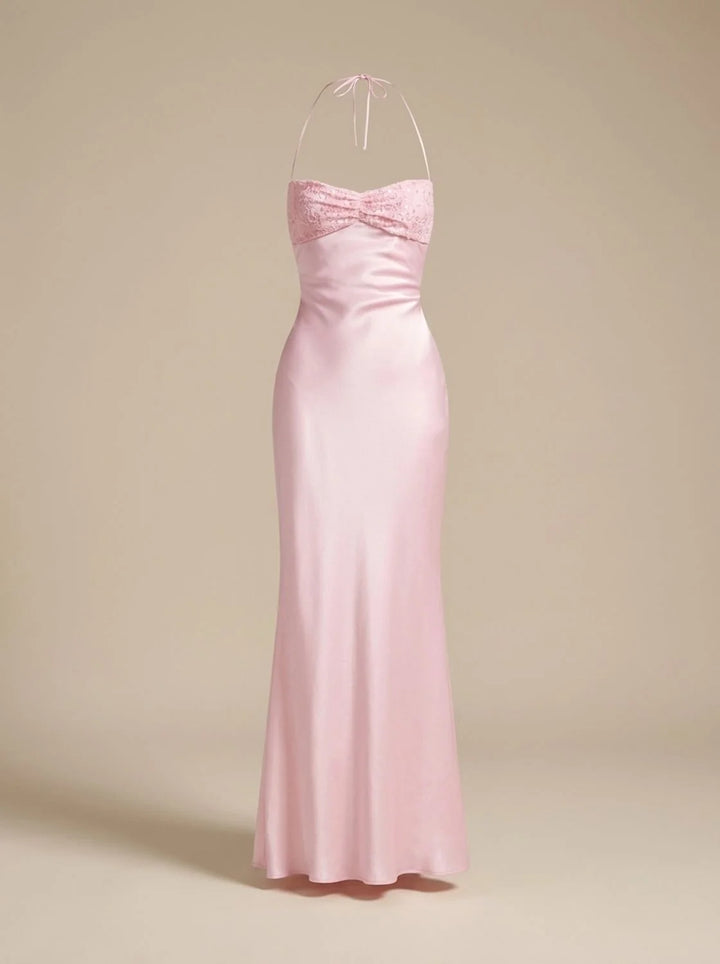 Rosie | Women's Embellished Halter Neck Open Back Maxi Dress