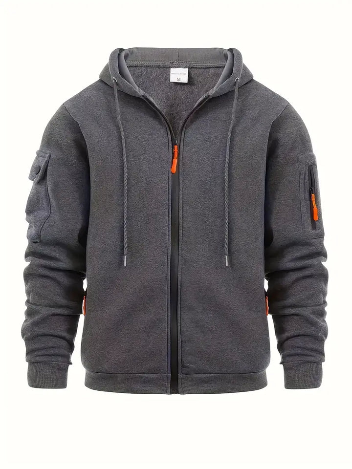 Ross | Men's Hooded Multi Pocket Zip Up Sweater