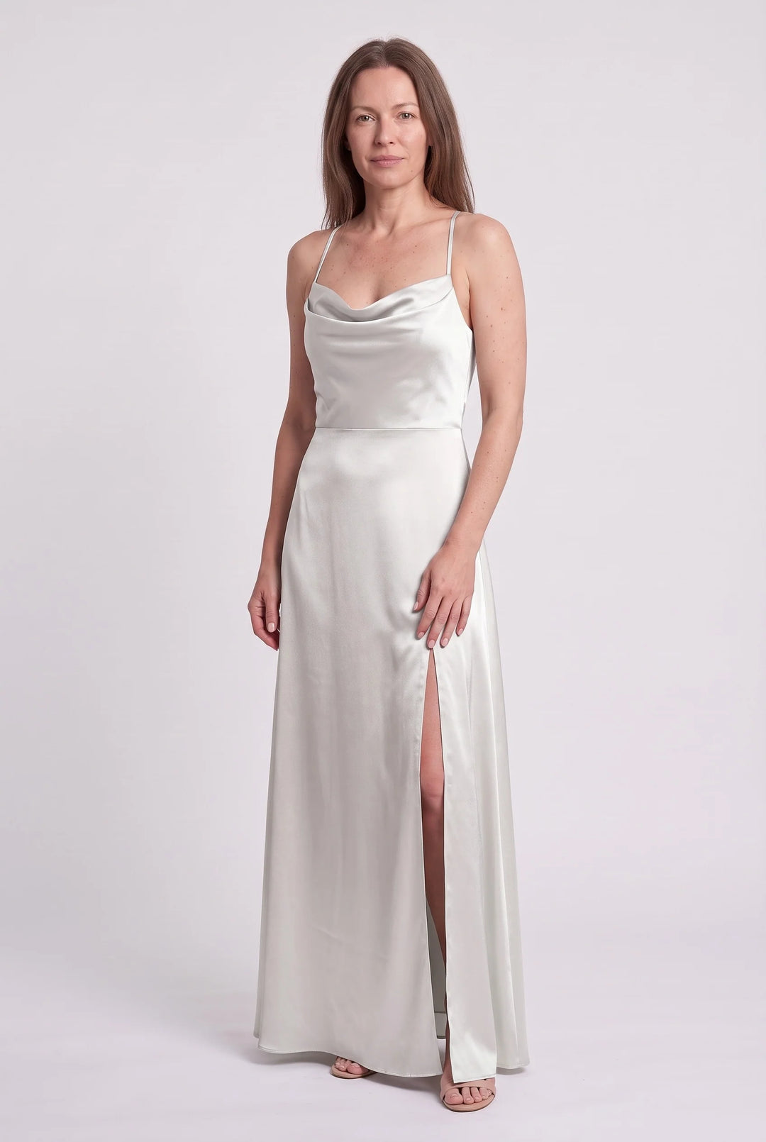 Rowena | Women's Satin Cowl Neck Evening Maxi Dress