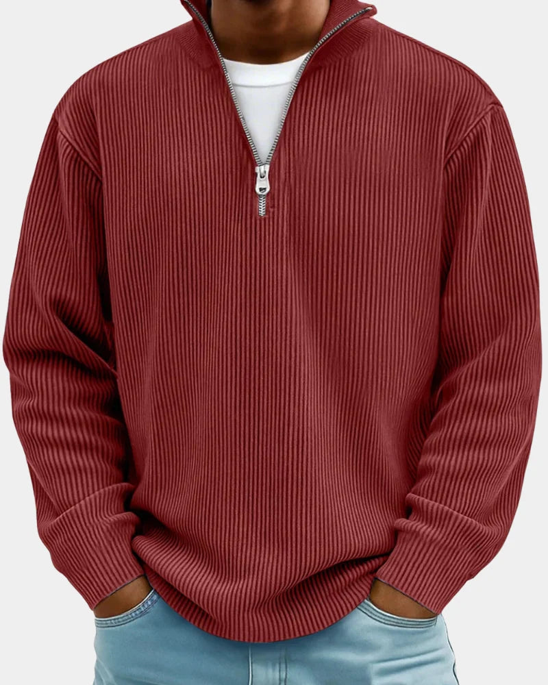Russell | Men's Stand Collar Half Zip Ribbed Sweater