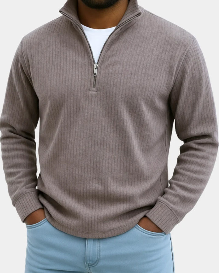 Russell | Men's Stand Collar Half Zip Ribbed Sweater