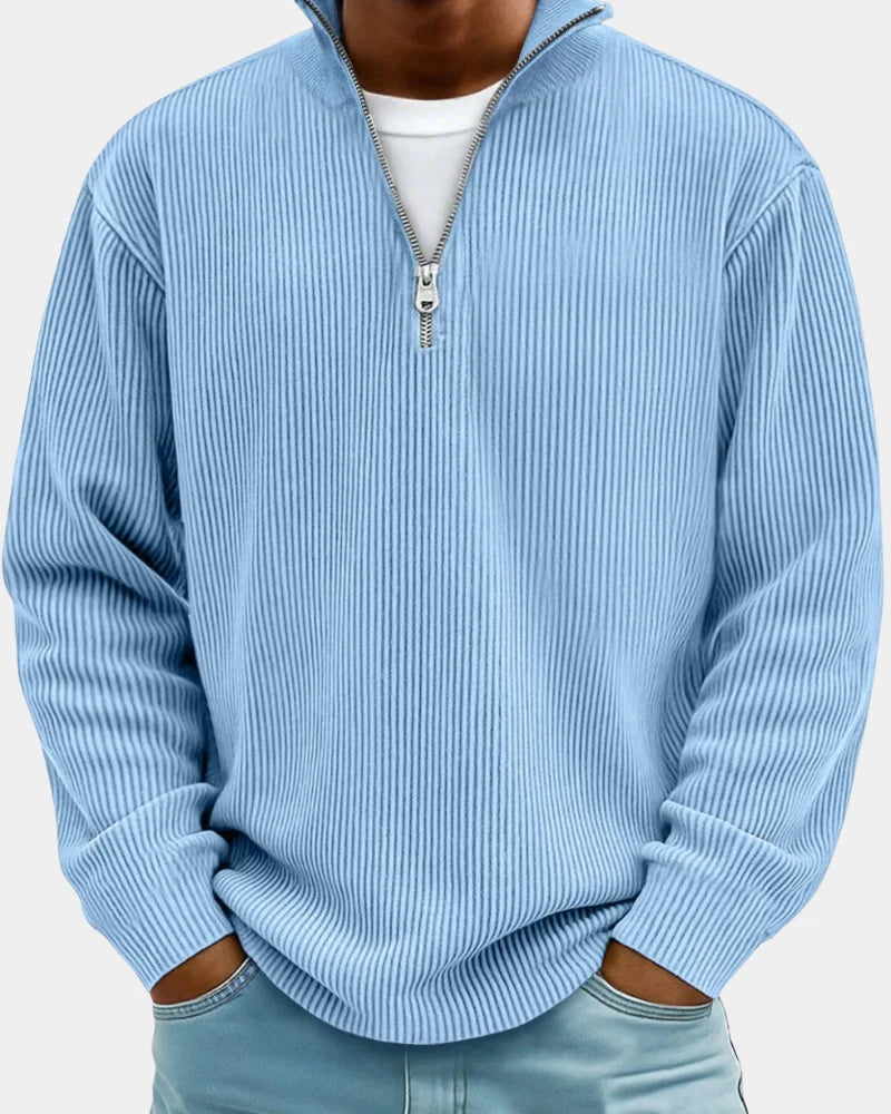 Russell | Men's Stand Collar Half Zip Ribbed Sweater
