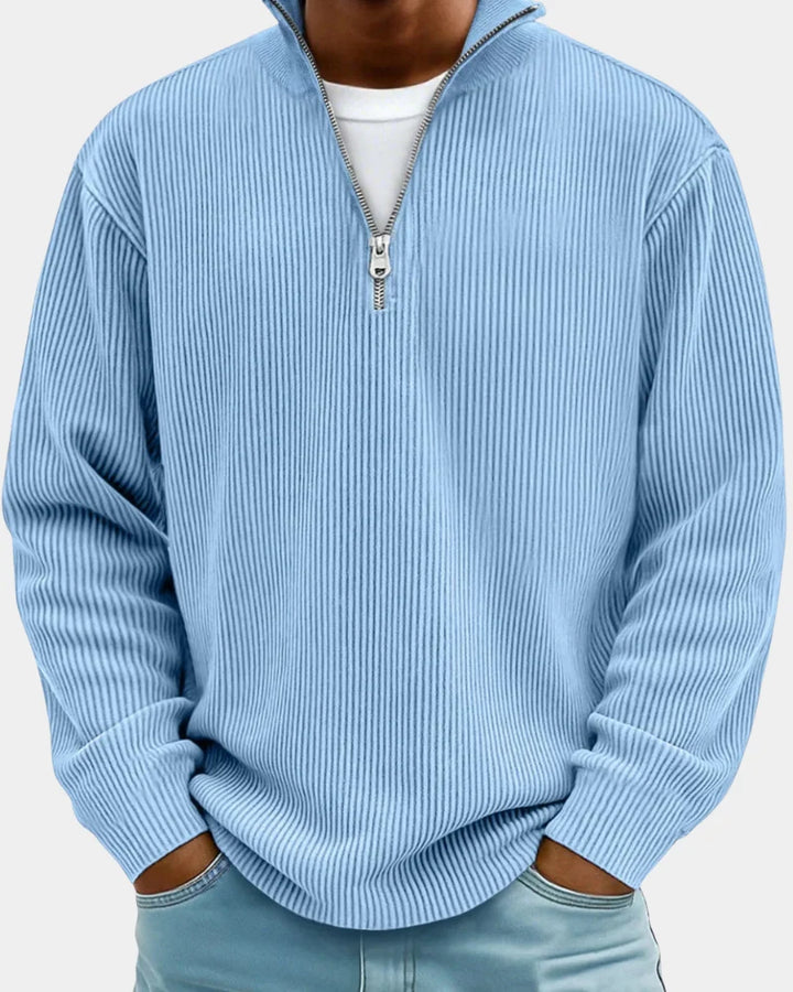 Russell | Men's Stand Collar Half Zip Ribbed Sweater