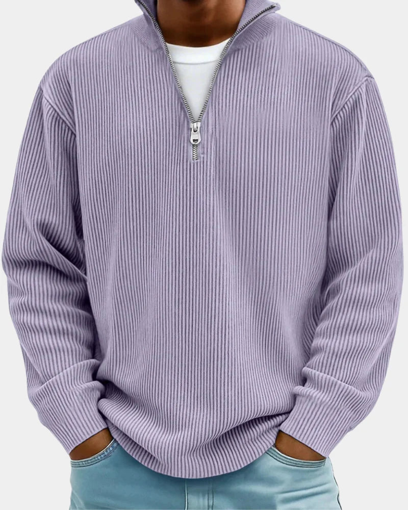 Russell | Men's Stand Collar Half Zip Ribbed Sweater