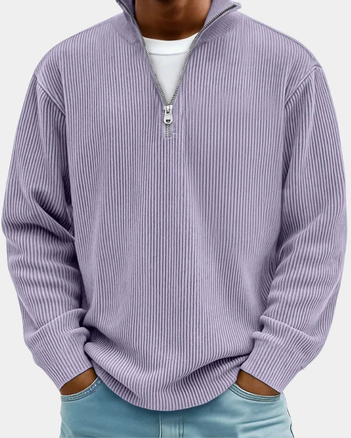 Russell | Men's Stand Collar Half Zip Ribbed Sweater