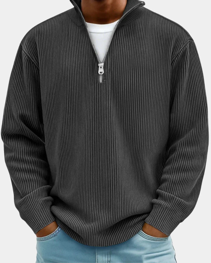 Russell | Men's Stand Collar Half Zip Ribbed Sweater