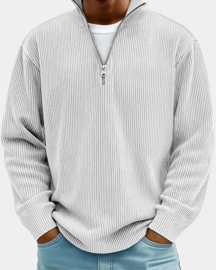 Russell | Men's Stand Collar Half Zip Ribbed Sweater