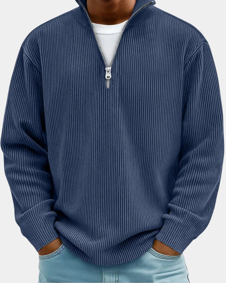 Russell | Men's Stand Collar Half Zip Ribbed Sweater
