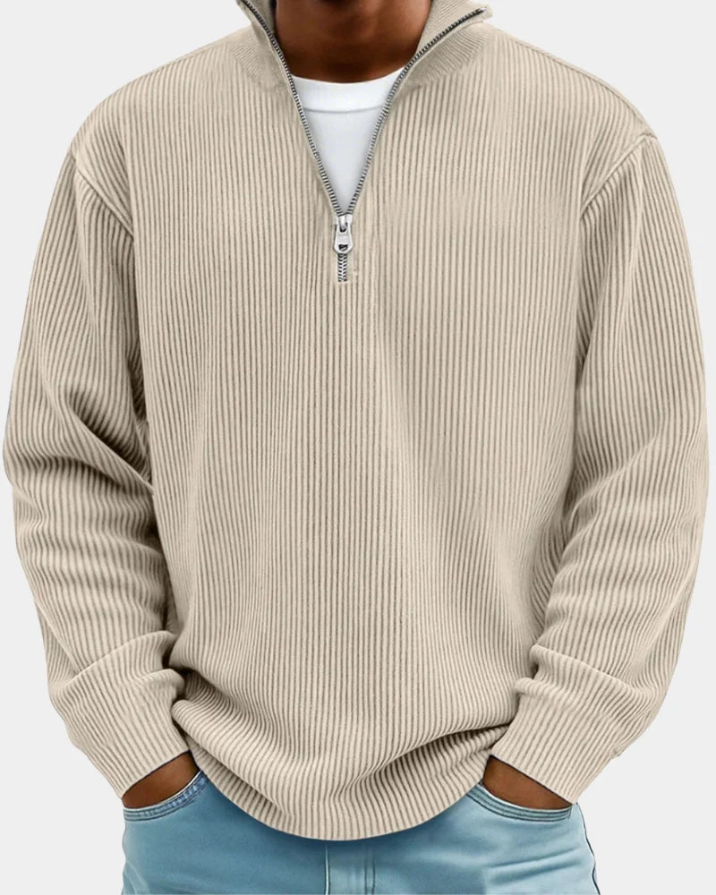 Russell | Men's Stand Collar Half Zip Ribbed Sweater