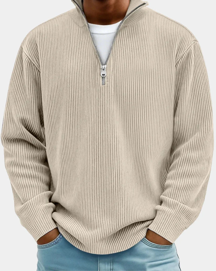 Russell | Men's Stand Collar Half Zip Ribbed Sweater