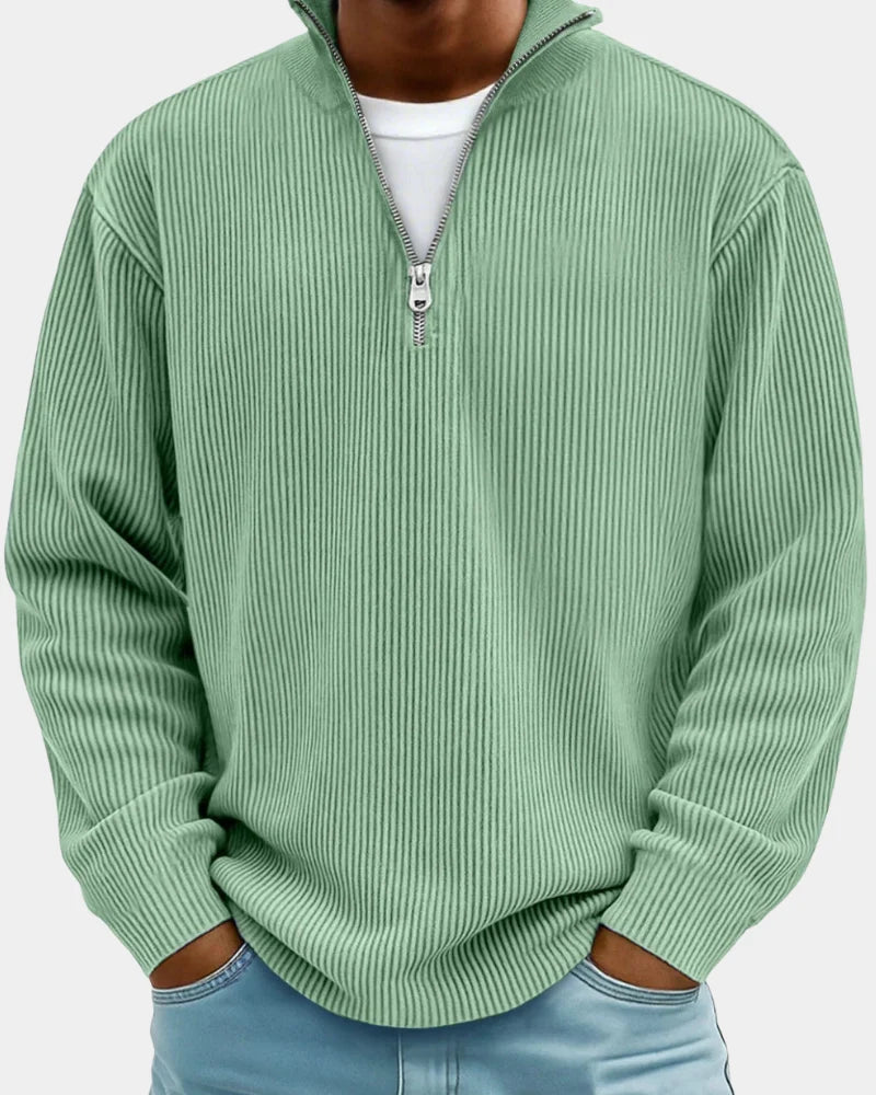 Russell | Men's Stand Collar Half Zip Ribbed Sweater