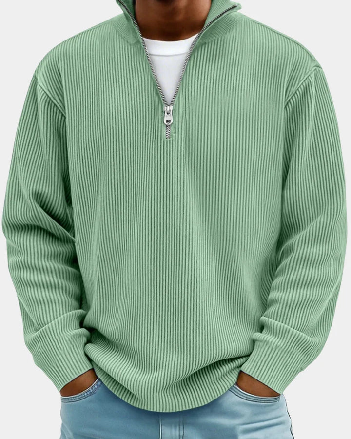 Russell | Men's Stand Collar Half Zip Ribbed Sweater