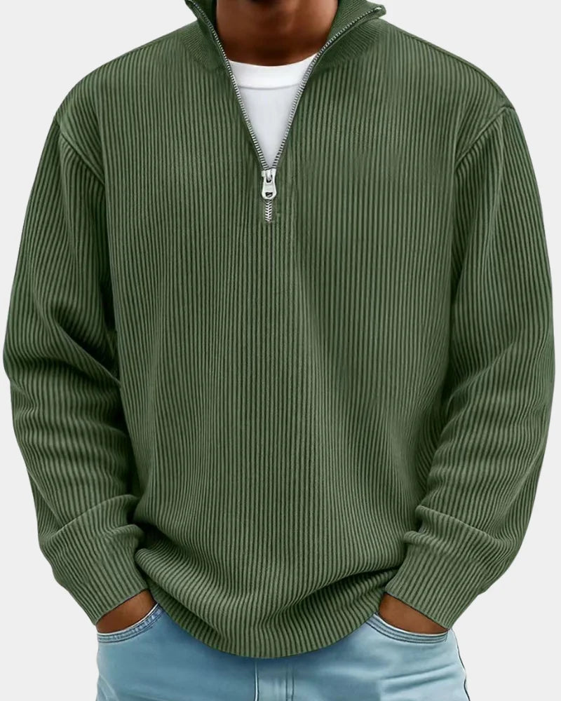 Russell | Men's Stand Collar Half Zip Ribbed Sweater