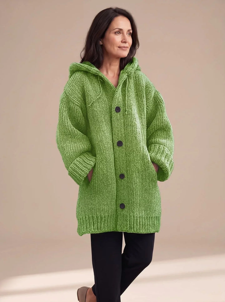 Sally | Women's Hooded Longline Chunky Button Up Cardigan