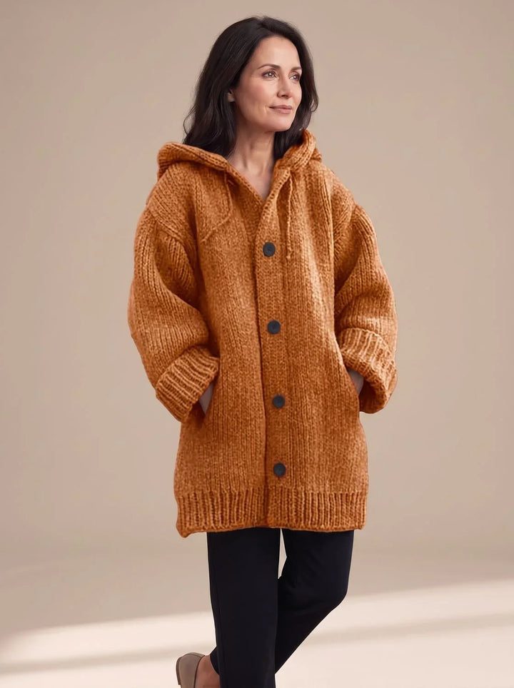 Sally | Women's Hooded Longline Chunky Button Up Cardigan