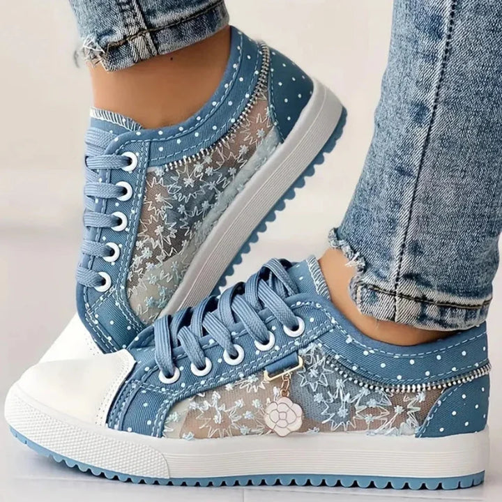 Selena | Women's Lace-Up Floral Sneakers