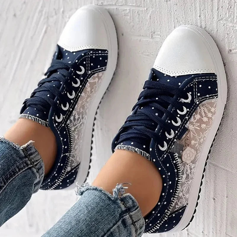 Selena | Women's Lace-Up Floral Sneakers