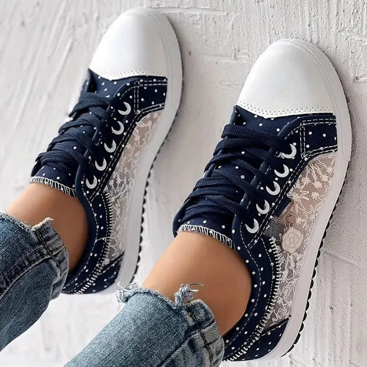 Selena | Women's Lace-Up Floral Sneakers