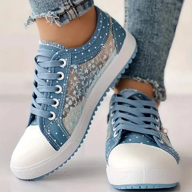 Selena | Women's Lace-Up Floral Sneakers