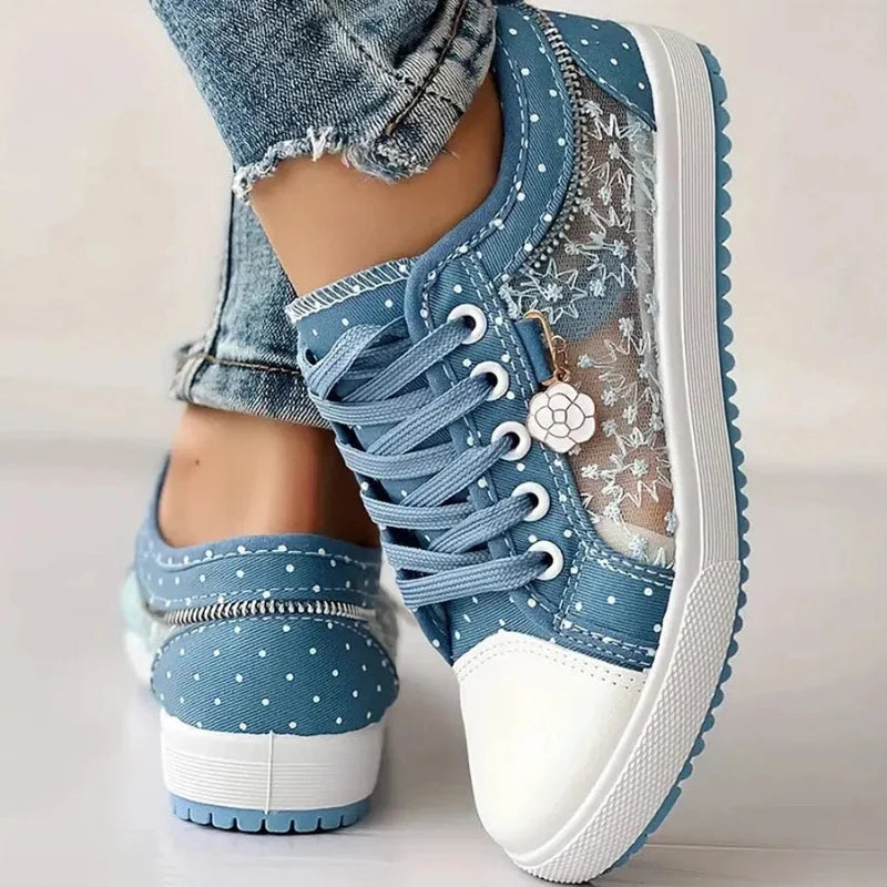 Selena | Women's Lace-Up Floral Sneakers