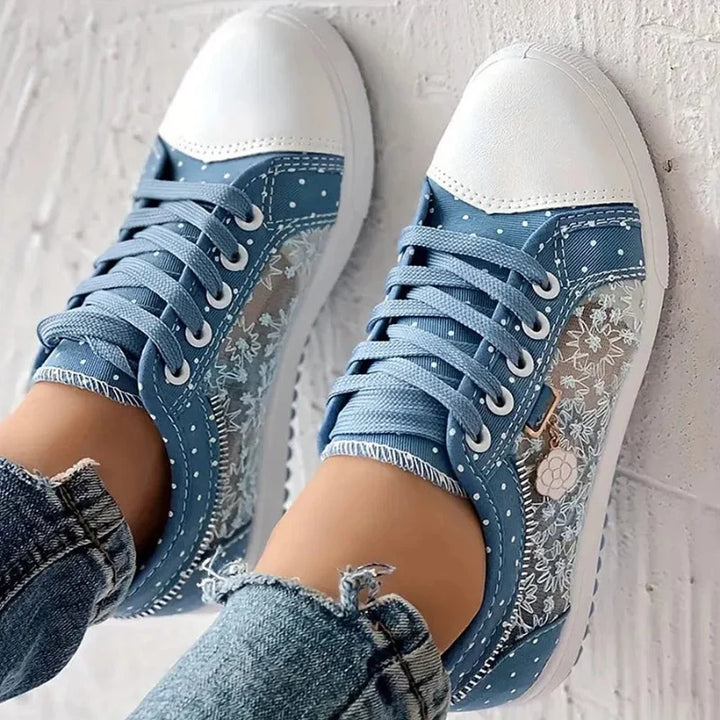 Selena | Women's Lace-Up Floral Sneakers