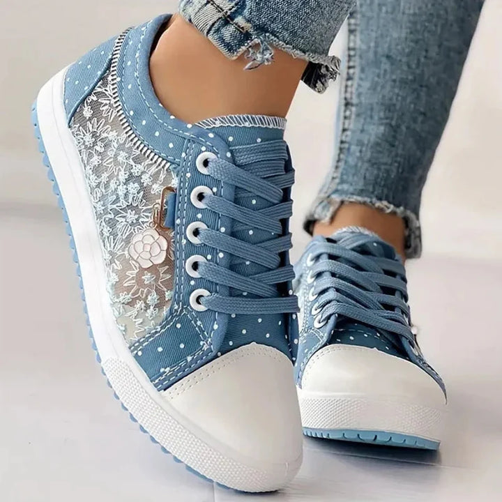 Selena | Women's Lace-Up Floral Sneakers