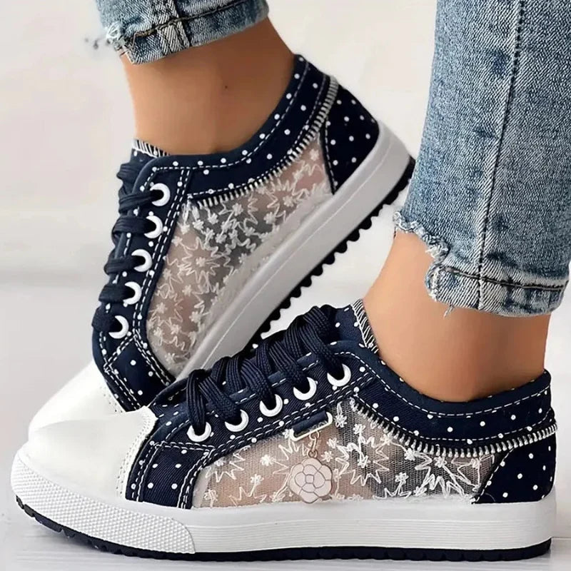 Selena | Women's Lace-Up Floral Sneakers