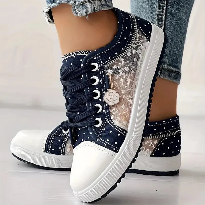 Selena | Women's Lace-Up Floral Sneakers
