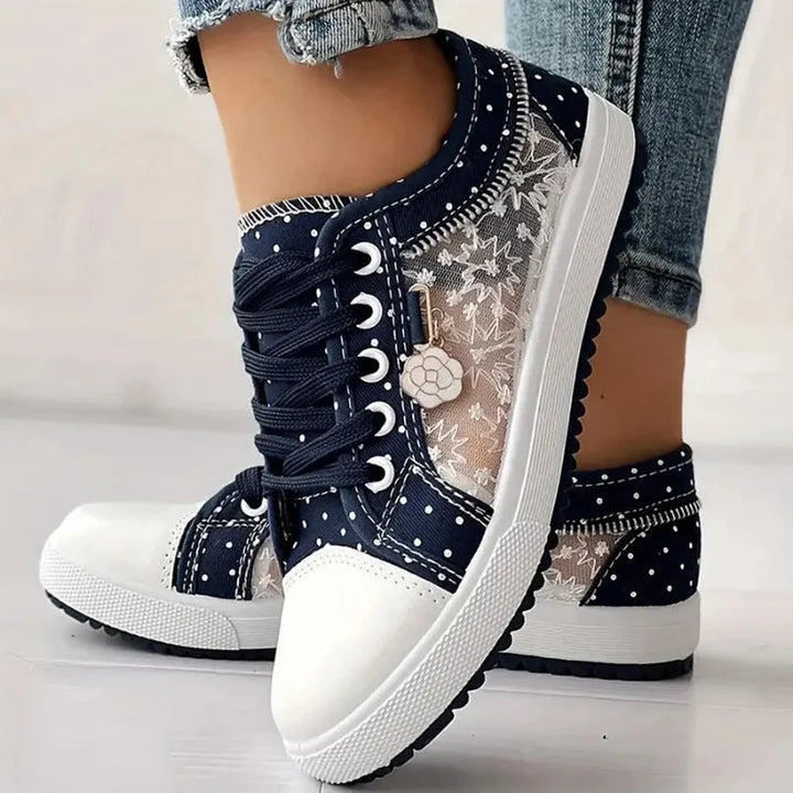 Selena | Women's Lace-Up Floral Sneakers