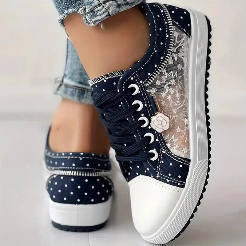 Selena | Women's Lace-Up Floral Sneakers