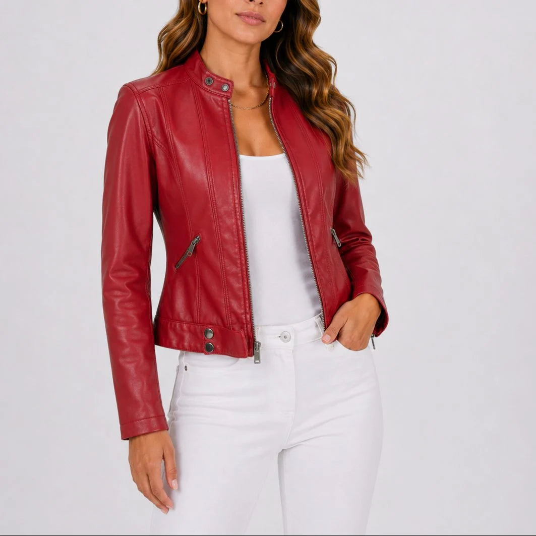 Sharon | Women's Cropped Moto Jacket