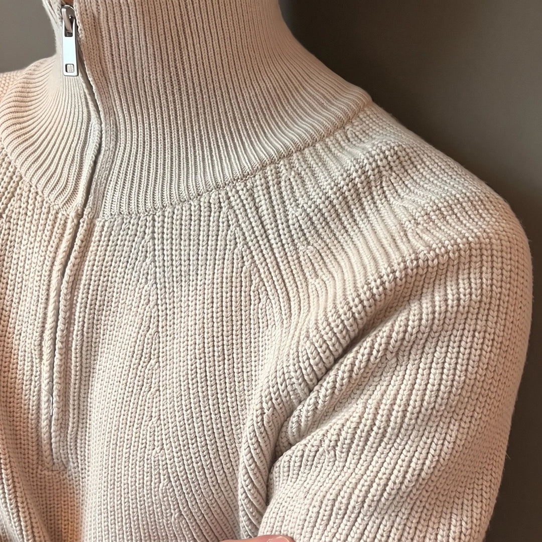 Toby | Men's Ribbed High Collar Knit Quarter Zip