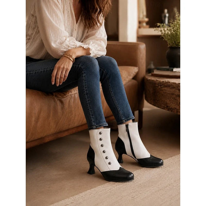 Véronique | Women's Two-Tone Buttoned Ankle Boots